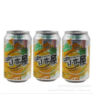 批发陕西特产汉斯小木屋果味饮品菠萝啤碳酸饮料精酿啤酒