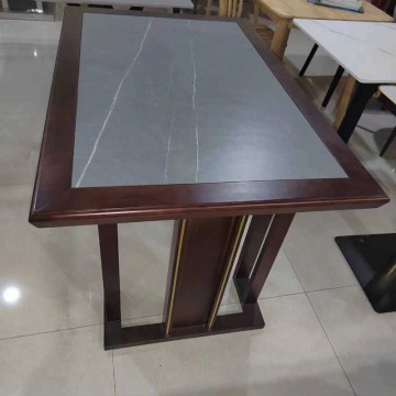 新中式实木餐桌椅组合家用长方形饭桌大理石桌面餐桌样板房家具