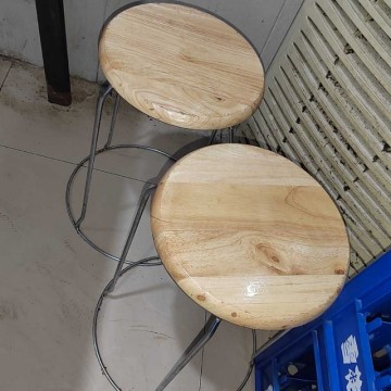 回收出售饭店实木圆凳不锈钢凳子可叠放套凳铁艺椅子板凳加厚餐桌