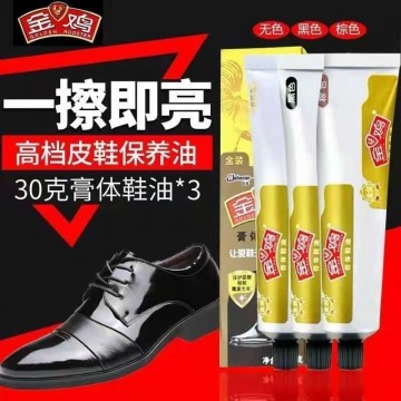 正品金鸡鞋油黑色棕色自然色鞋油真皮保养护理鞋油刷抛光布鞋油