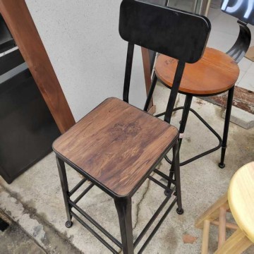 回收美式酒吧椅咖啡厅铁艺吧台椅前台高脚凳吧凳实木桌奶茶椅子