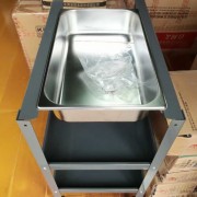 回收不锈钢手推车食堂盛菜餐车加厚护栏手推车静音推车拉货移动车