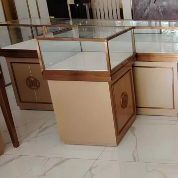 回收高档不锈钢黄金珠宝展示柜钻石首饰品柜台电镀钛珠宝柜台