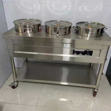回收保温粥桶商用加热台不锈钢粥车保温台快餐保温车圆桶粥保温台