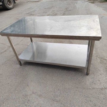 出售一米五不锈钢工作台饭店厨房切菜桌操作台双层打荷打包台