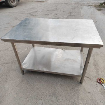 出售一米二不锈钢工作台饭店厨房切菜桌操作台双层打荷打包台