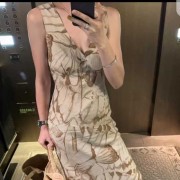 碎花连衣裙长裙无袖连衣裙轻薄凉爽清新舒适时尚优雅