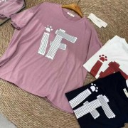 符号图案纯色体恤衫夏季短袖上衣宽松舒适凉爽清新