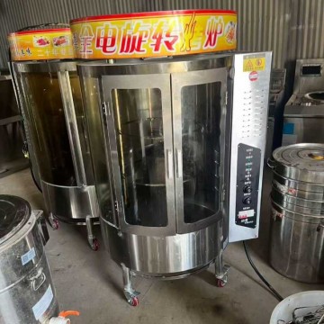 两台全电旋转火炉烤鸭炉出售烤炉设备圆形玻璃烤鸭炉