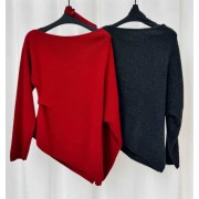 红色毛衣黑色毛衣时尚圆领女士针织毛衣长裙套装收腰显瘦女装