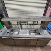 奶茶店饮料店不锈钢水吧台奶茶操作台工作台冰箱冷藏冷冻冰柜